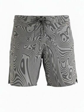 ROARK Grey Abstract Print Trail Shorts outdoor hike surf hybrid shorts 33